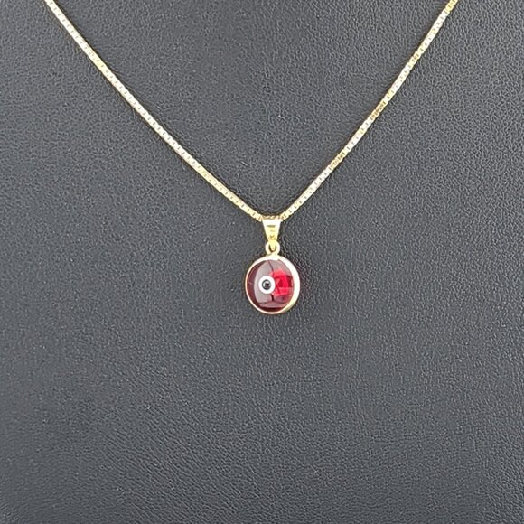Sterling Silver 925 Evil Eye Pendant – Red Charm Necklace for Protection - Picture 2 of 10